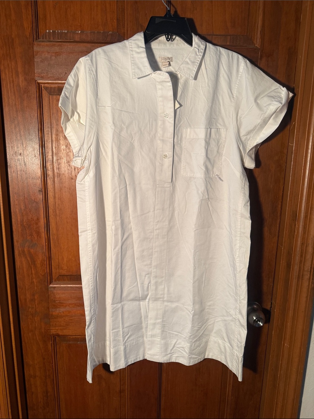 J. Crew White Button-Up Shirt Dress with Polo Collar
